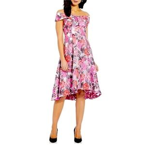 Adrianna Papell Floral Off-Shoulder Dress